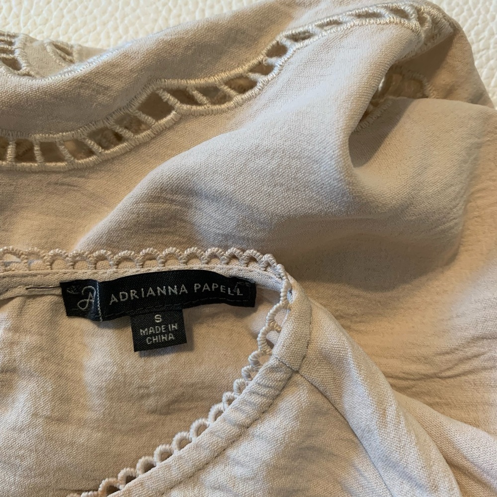 Adrianna Papell Cream Lace Trim Blouse - Picture 4 of 5